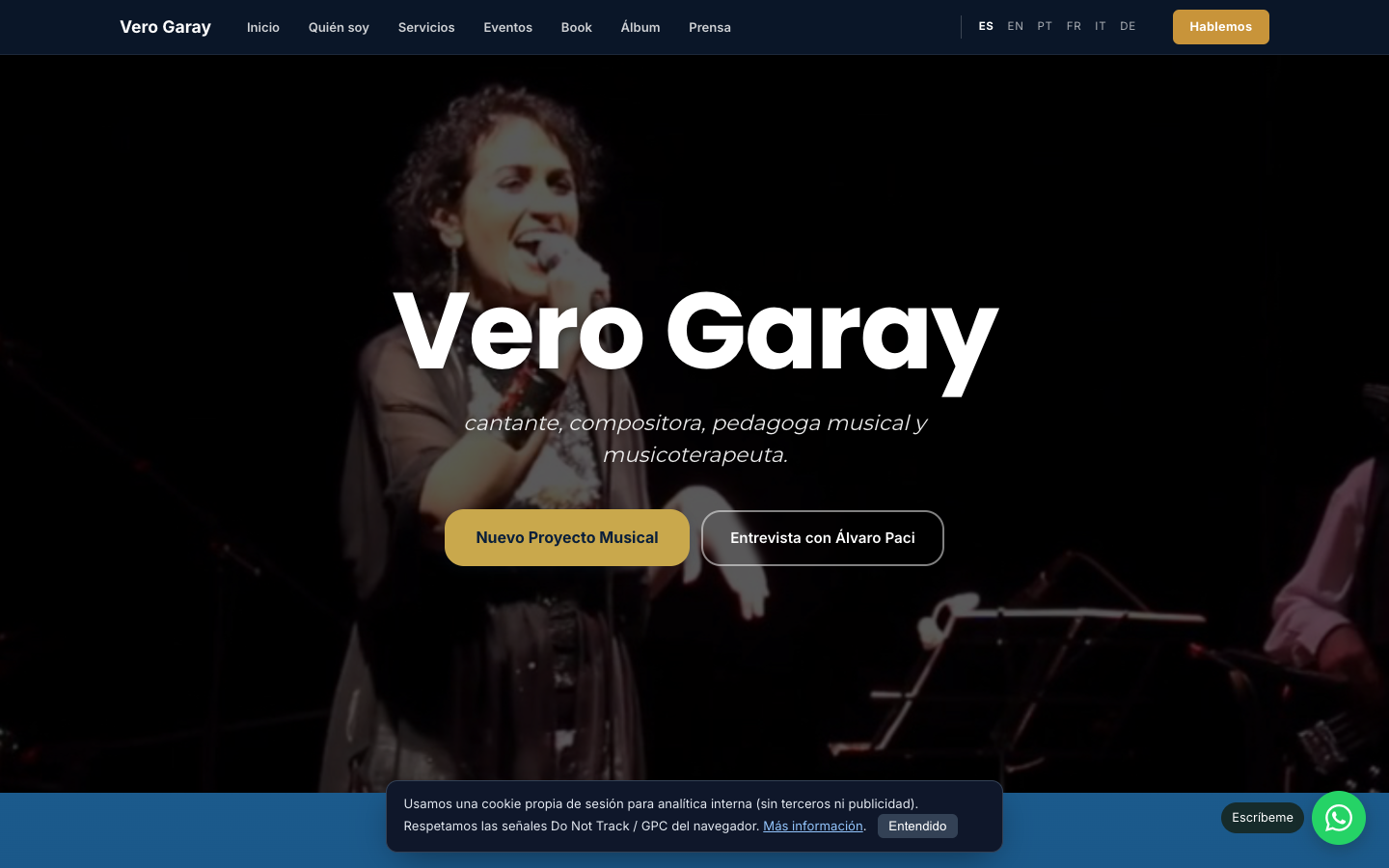 Vero Garay renueva su sitio y reúne obra, escenario y prensa en un solo lugar